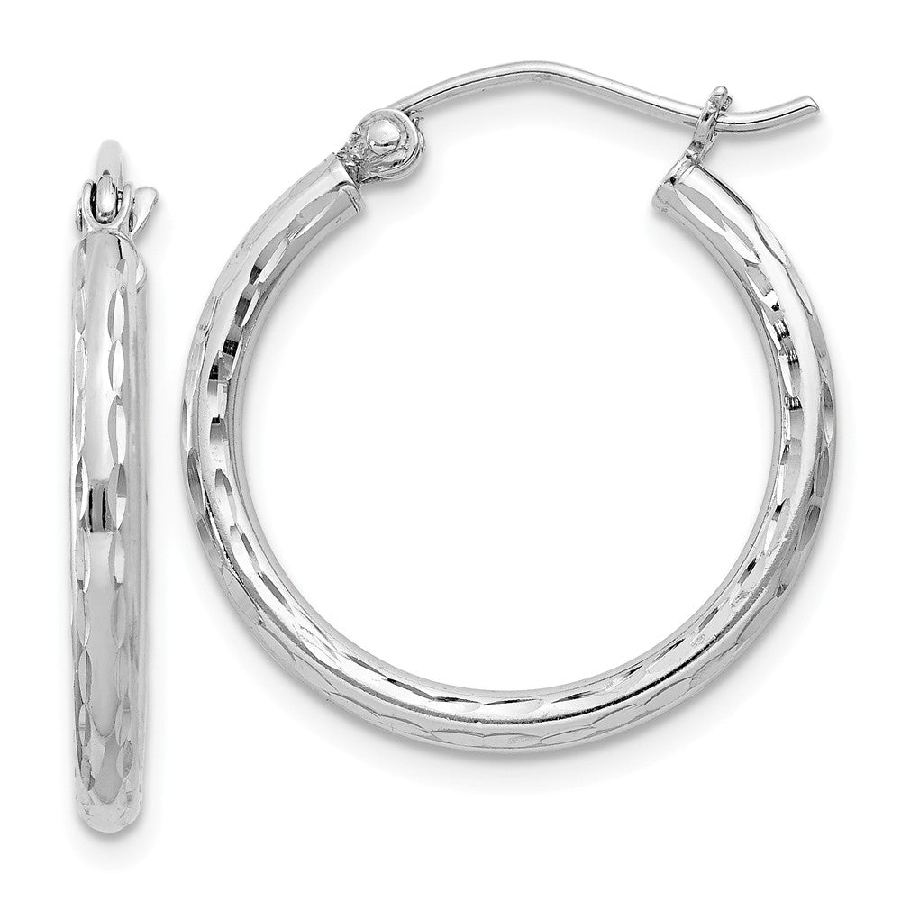 Stella Silver 925 Sterling Silver Rhodium-plated 2.00mm Diamond-cut Hoop Earrings, 22mm x 20mm