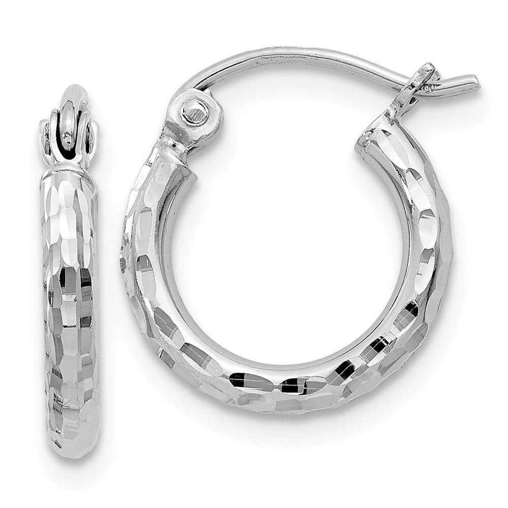 Stella Silver 925 Sterling Silver Rhodium-plated 2.00mm Diamond-cut Hoop Earrings, 14mm x 13mm