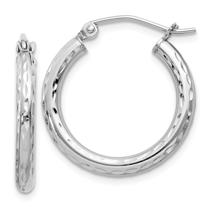 Stella Silver 925 Sterling Silver Rhodium-plated 2.25mm Diamond-cut Hoop Earrings, 22mm x 20mm