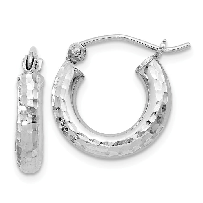 Stella Silver 925 Sterling Silver Rhodium-plated 3.00mm Diamond-cut Hoop Earrings, 15mm x 15mm