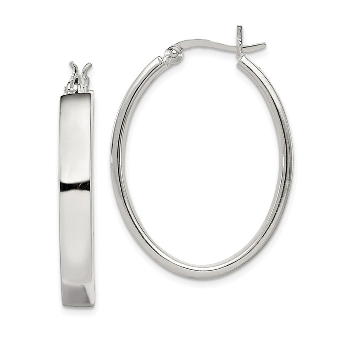 Stella Silver 925 Sterling Silver Hoop Earrings, 33mm x 26mm