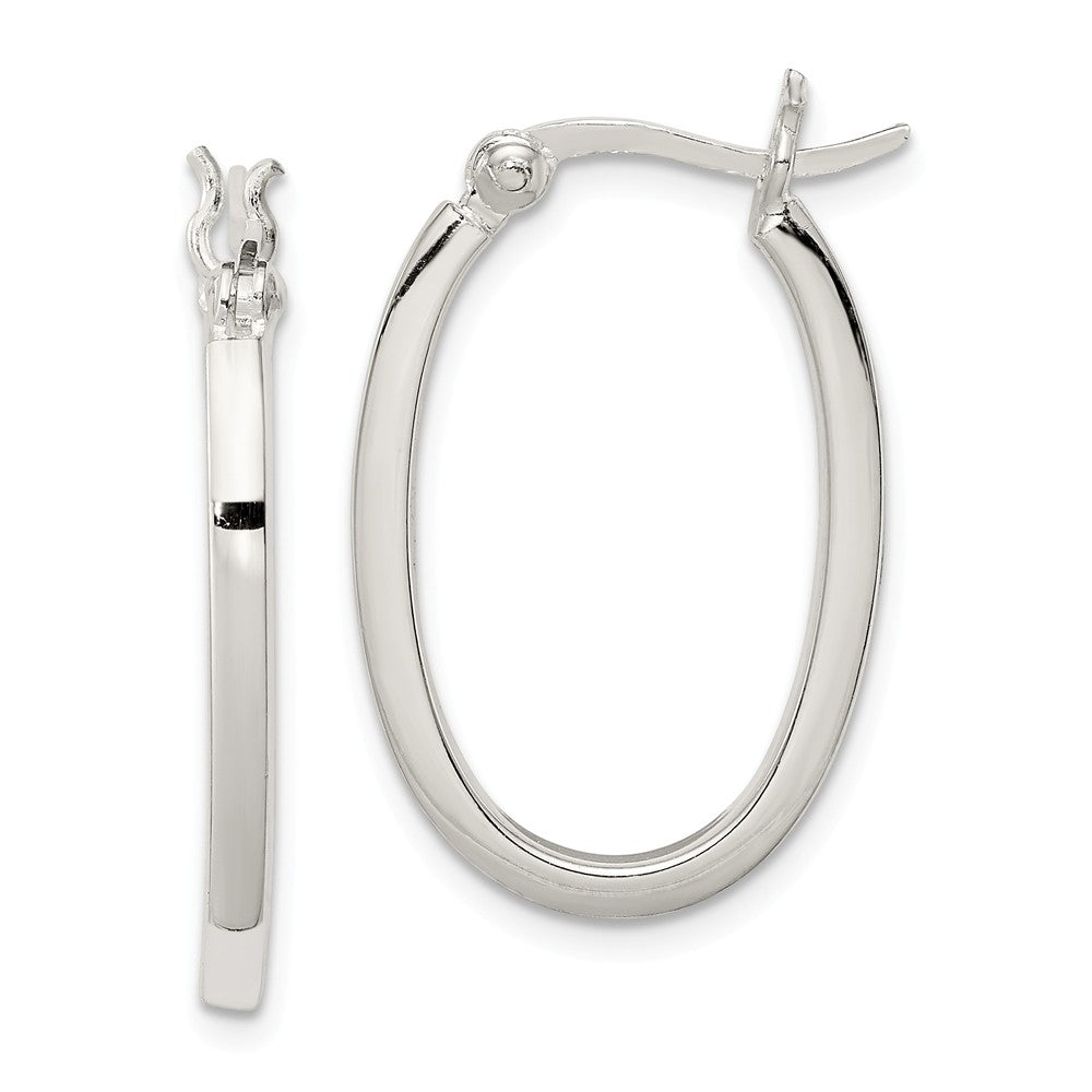Stella Silver 925 Sterling Silver 2.00mm Square Hoop Earrings, 26mm x 17mm