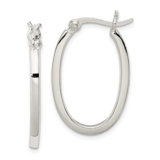 Stella Silver 925 Sterling Silver 2.00mm Square Hoop Earrings, 26mm x 17mm