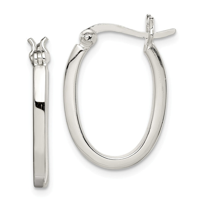 Stella Silver 925 Sterling Silver 2.00mm Square Hoop Earrings, 22mm x 15mm