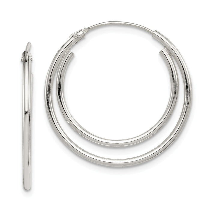 Stella Silver 925 Sterling Silver Double Hoop Earrings, 25mm x 25mm