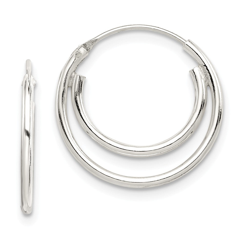 Stella Silver 925 Sterling Silver Double Hoop Earrings, 17mm x 16mm