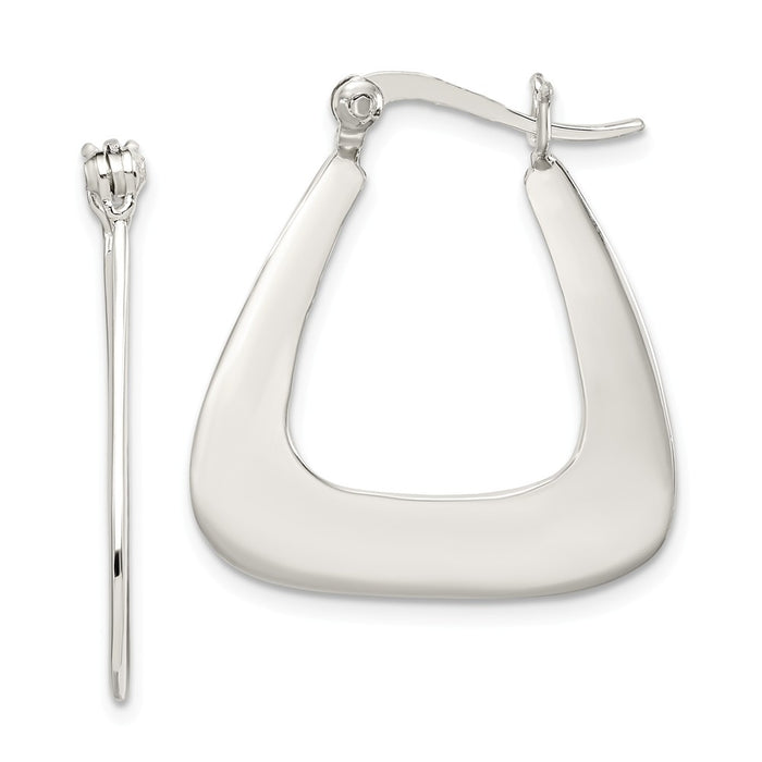 Stella Silver 925 Sterling Silver Flat Triangle Hoop Earrings, 30mm x 25mm