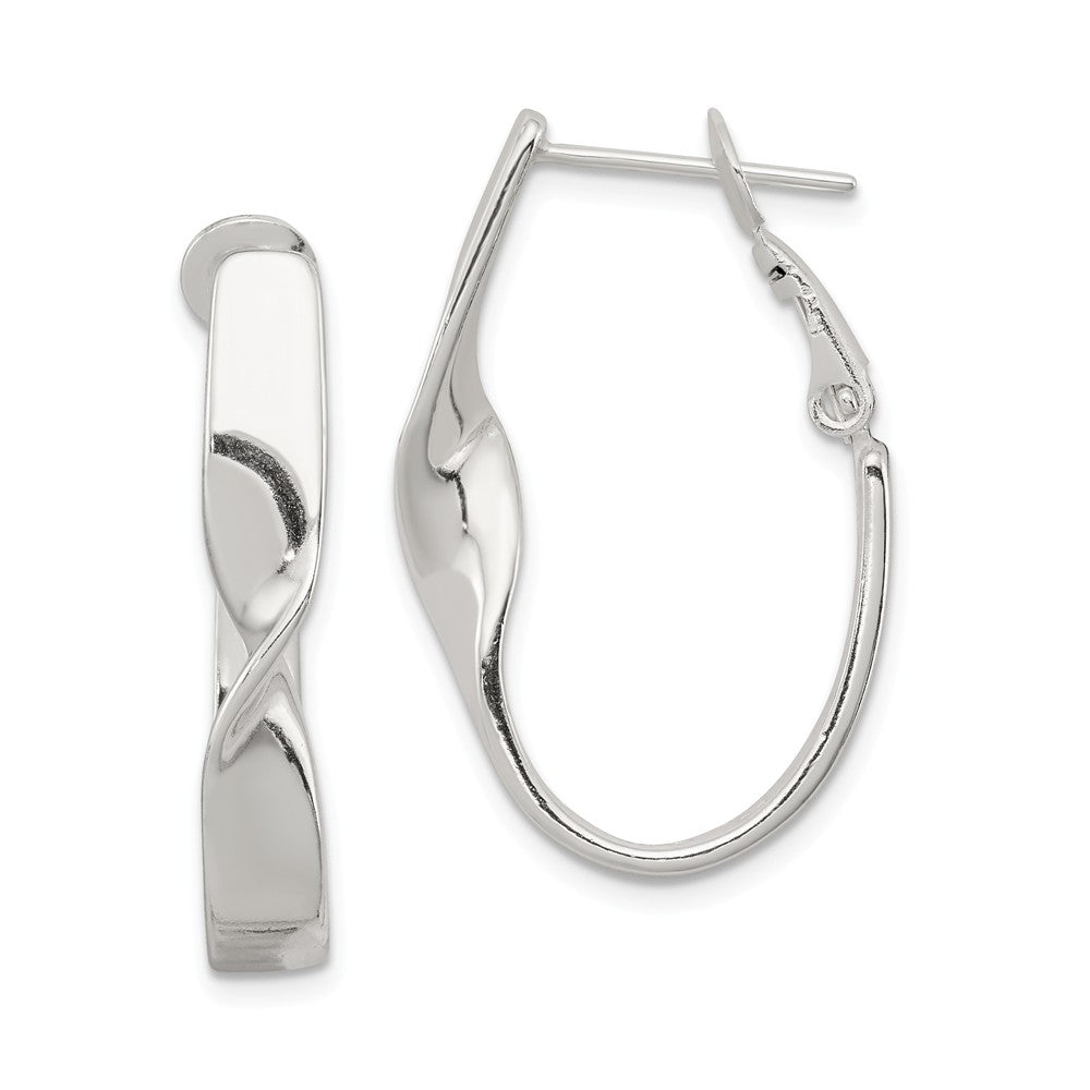 Stella Silver 925 Sterling Silver Twisted Oval Omega Back Earrings, 30mm x 21mm