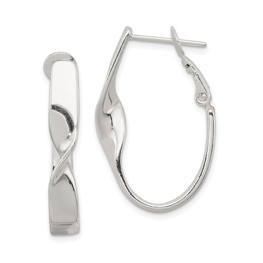 Stella Silver 925 Sterling Silver Twisted Oval Omega Back Earrings, 30mm x 21mm