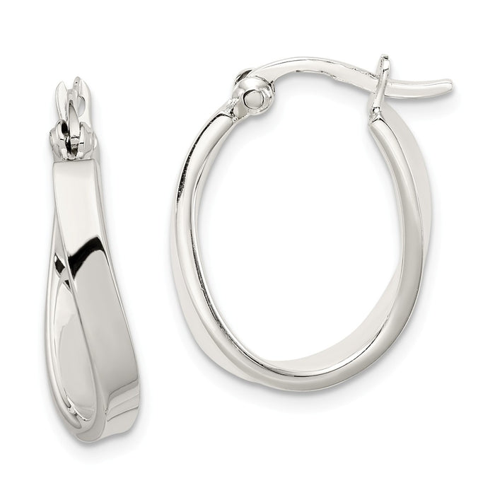 Stella Silver 925 Sterling Silver Oval Hoop Earrings, 20mm x 15mm