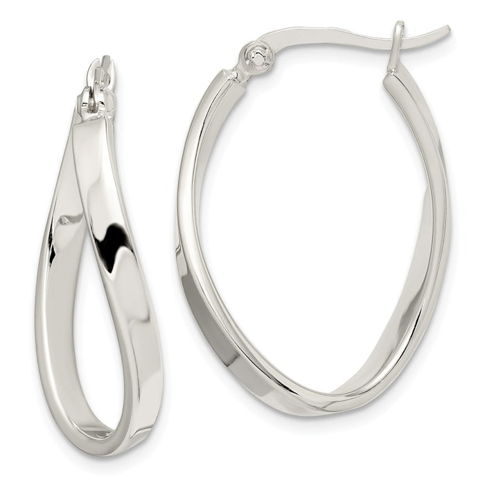 Stella Silver 925 Sterling Silver Twisted Hoop Earrings, 28mm x 21mm