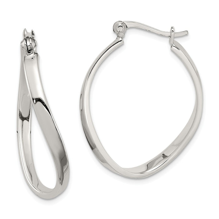 Stella Silver 925 Sterling Silver Oval Hoop Earrings, 32mm x 24mm