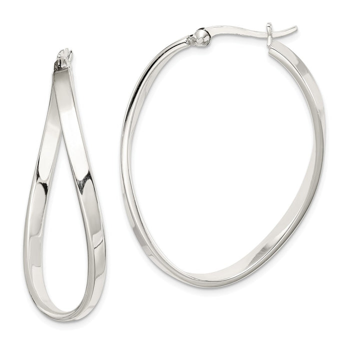 Stella Silver 925 Sterling Silver Oval Hoop Earrings, 40mm x 31mm