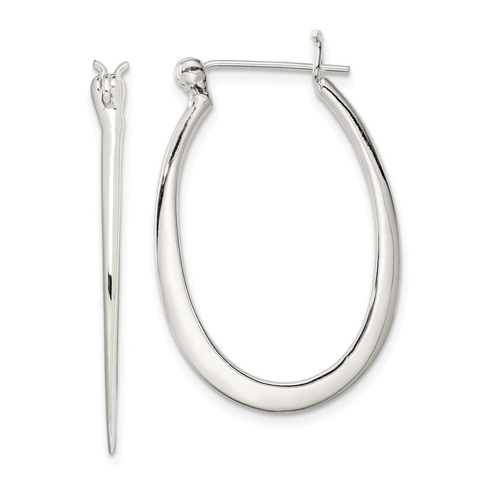 Stella Silver 925 Sterling Silver Hoop Earrings, 32mm x 20mm
