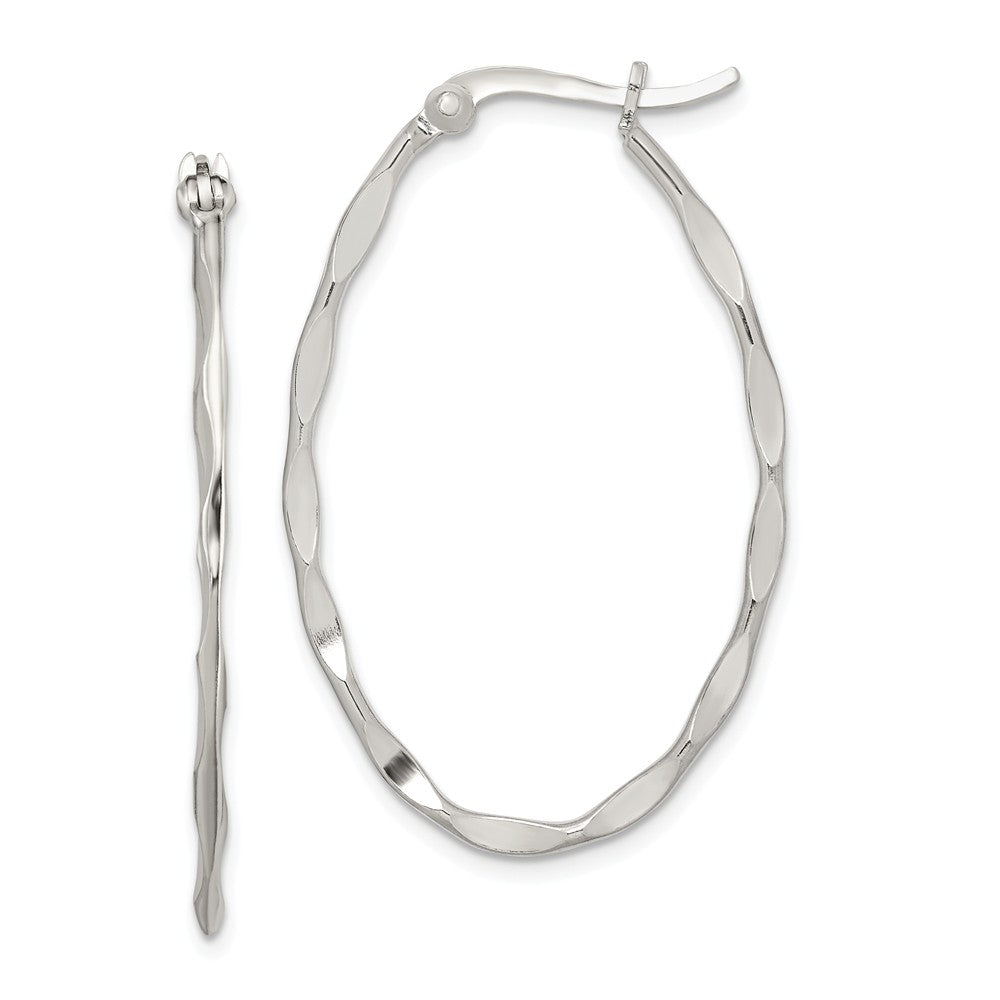 Stella Silver 925 Sterling Silver Twisted Oval Hoop Earrings, 38mm x 25mm