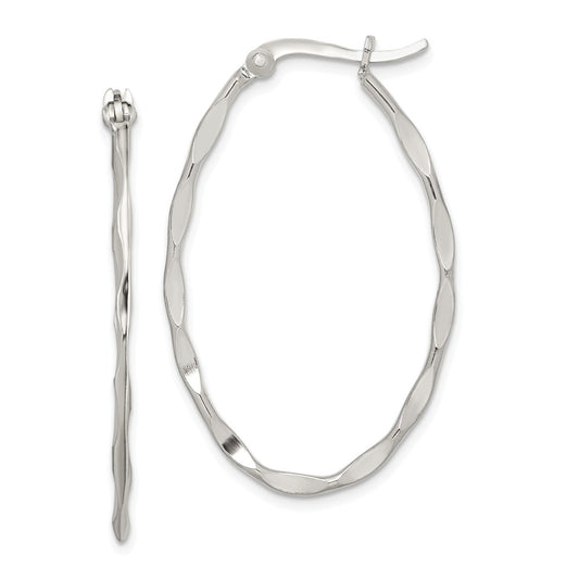 Stella Silver 925 Sterling Silver Twisted Oval Hoop Earrings, 38mm x 25mm