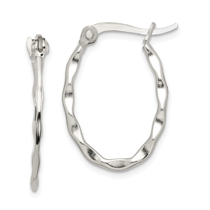 Stella Silver 925 Sterling Silver Twisted Oval Hoop Earrings, 25mm x 15mm