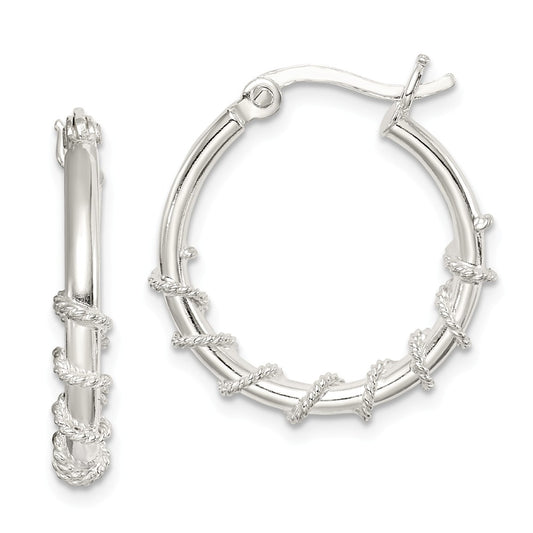 Stella Silver 925 Sterling Silver Wrapped Hoop Earrings, 20mm x 21mm