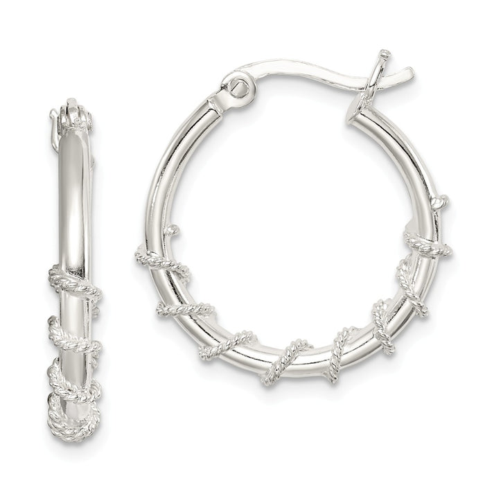 Stella Silver 925 Sterling Silver Wrapped Hoop Earrings, 20mm x 21mm