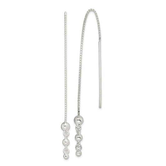 Stella Silver 925 Sterling Silver Ball Threader Earrings, 53mm x 1mm