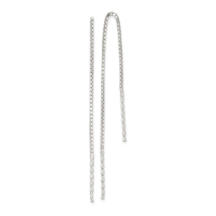 Stella Silver 925 Sterling Silver Spiral Bar Threader Earrings, 78mm x 7mm