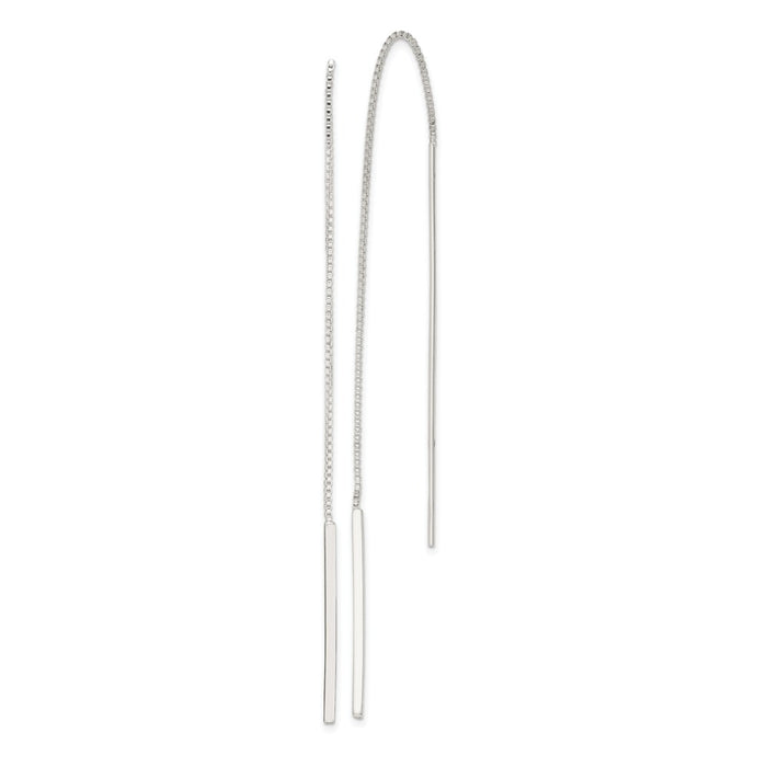 Stella Silver 925 Sterling Silver Bar Threader Earrings, 78mm x 1mm