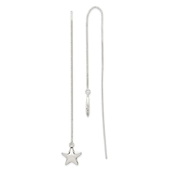 Stella Silver 925 Sterling Silver Star Threader Earrings, 76mm x 12mm