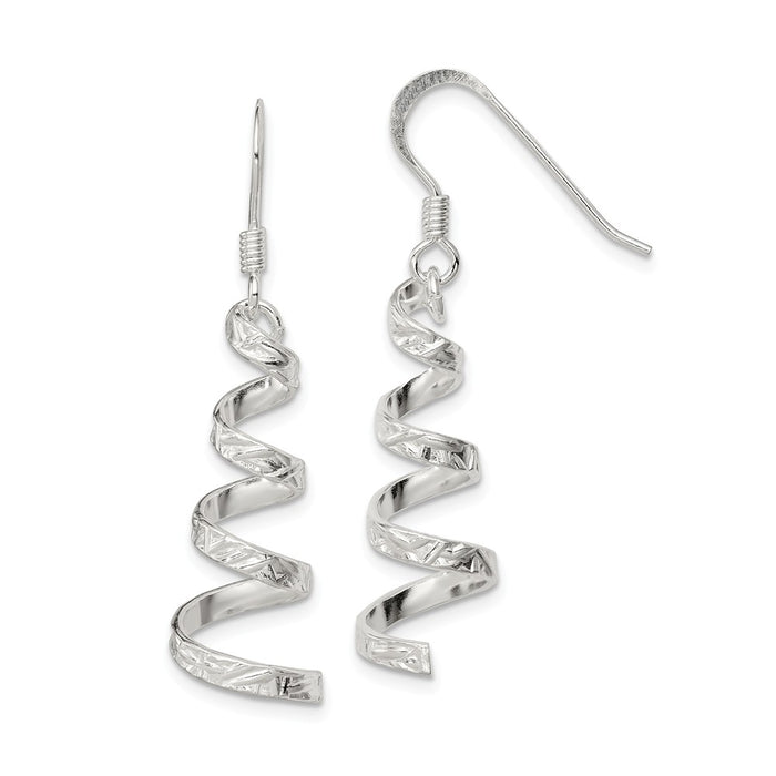 Stella Silver 925 Sterling Silver Twist Dangle Earrings, 42mm x 10mm