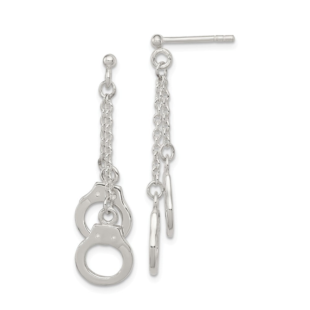 Stella Silver 925 Sterling Silver Hand Cuff Dangle Post Earrings, 45mm x 10mm