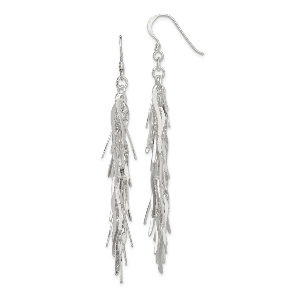 Stella Silver 925 Sterling Silver Drop Squiggle Earrings, 78mm x 15mm