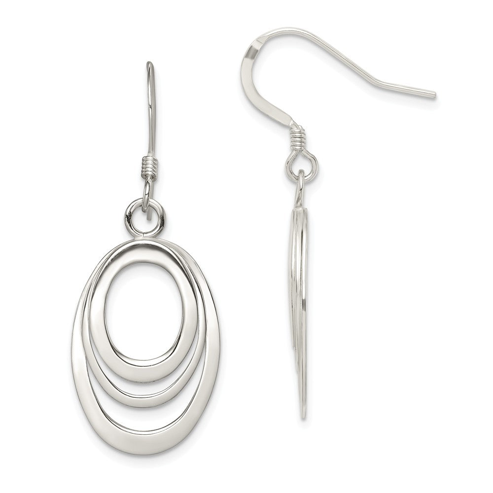 Stella Silver 925 Sterling Silver Oval Dangle Earrings, 41mm x 15mm