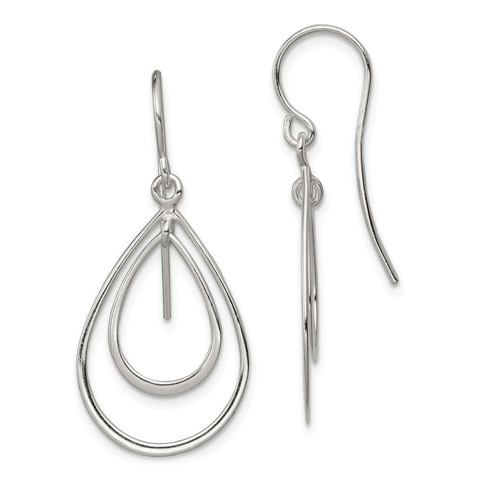 Stella Silver 925 Sterling Silver Teardrop Dangle Earrings, 40mm x 21mm