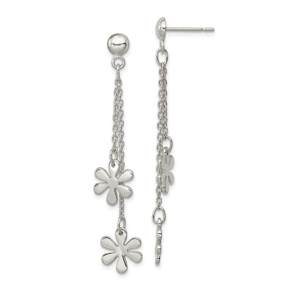 Stella Silver 925 Sterling Silver Flower Dangle Post Earring, 55mm x 11mm
