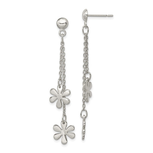 Stella Silver 925 Sterling Silver Flower Dangle Post Earring, 55mm x 11mm