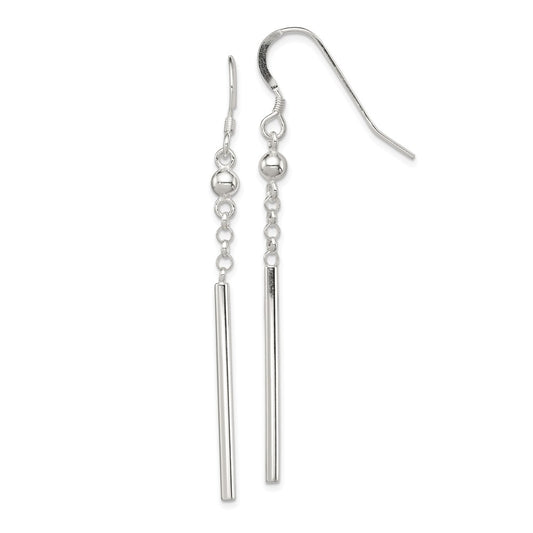 Stella Silver 925 Sterling Silver Fancy Bar Dangle Earrings, 63mm x 3mm