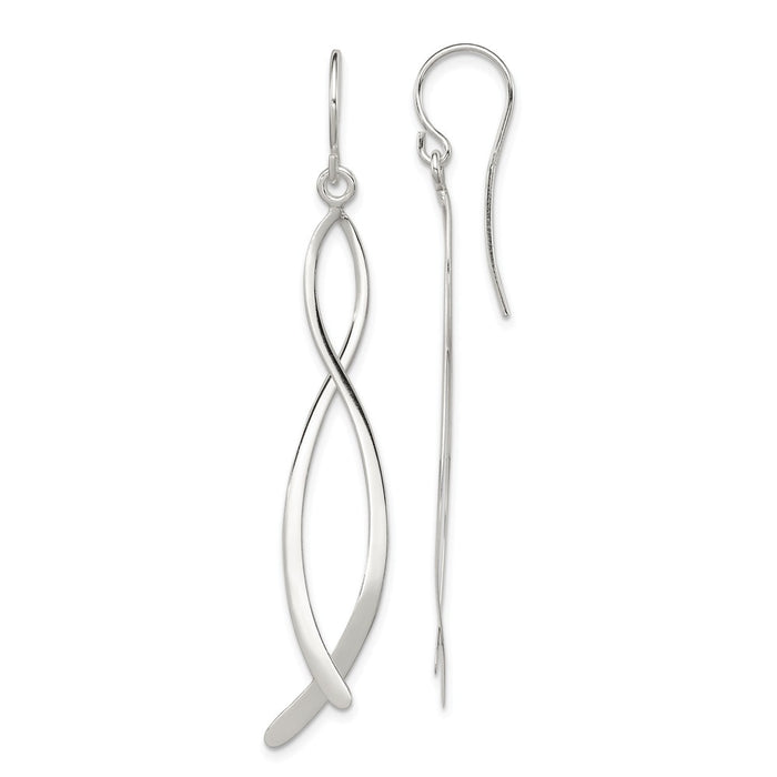 Stella Silver 925 Sterling Silver Dangle Earrings, 64mm x 7mm