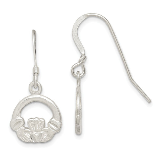 Stella Silver 925 Sterling Silver Diamond-cut Claddagh Earrings, 30mm x 12mm