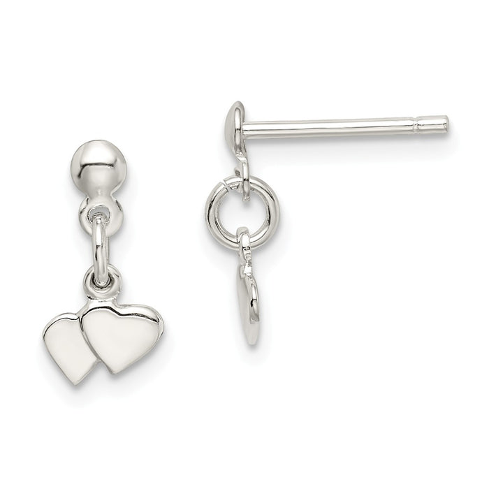 Stella Silver 925 Sterling Silver Dangling Hearts Earrings, 18mm x 7mm