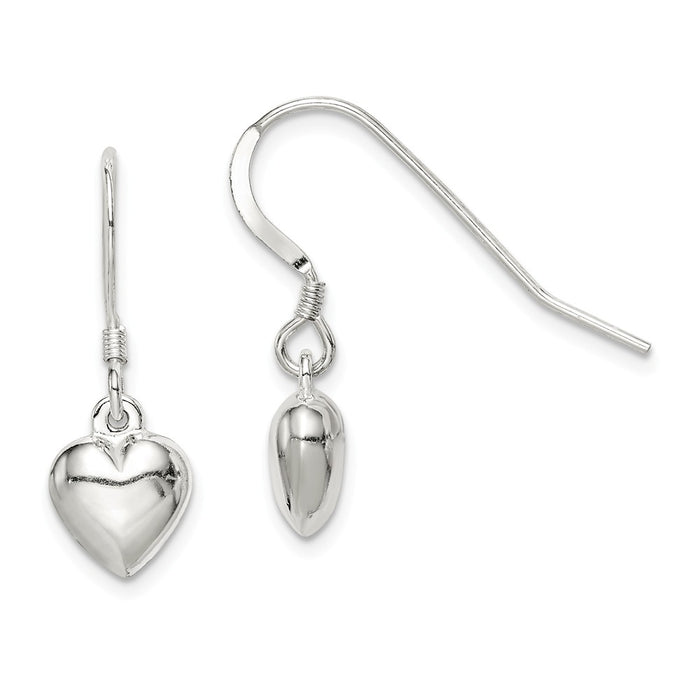 Stella Silver 925 Sterling Silver Heart Dangle Earrings, 24mm x 9mm