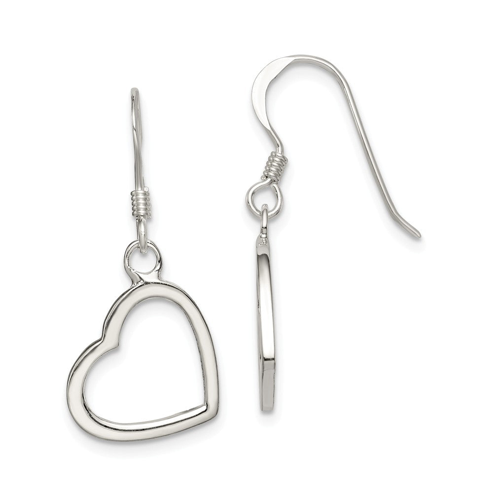 Stella Silver 925 Sterling Silver Heart Dangle Earrings, 30mm x 13mm