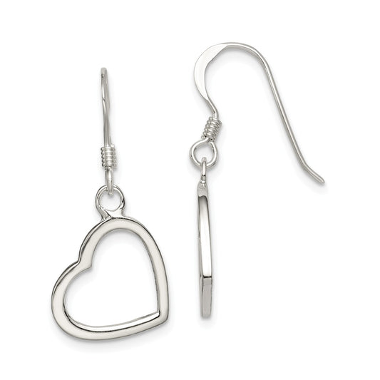 Stella Silver 925 Sterling Silver Heart Dangle Earrings, 30mm x 13mm