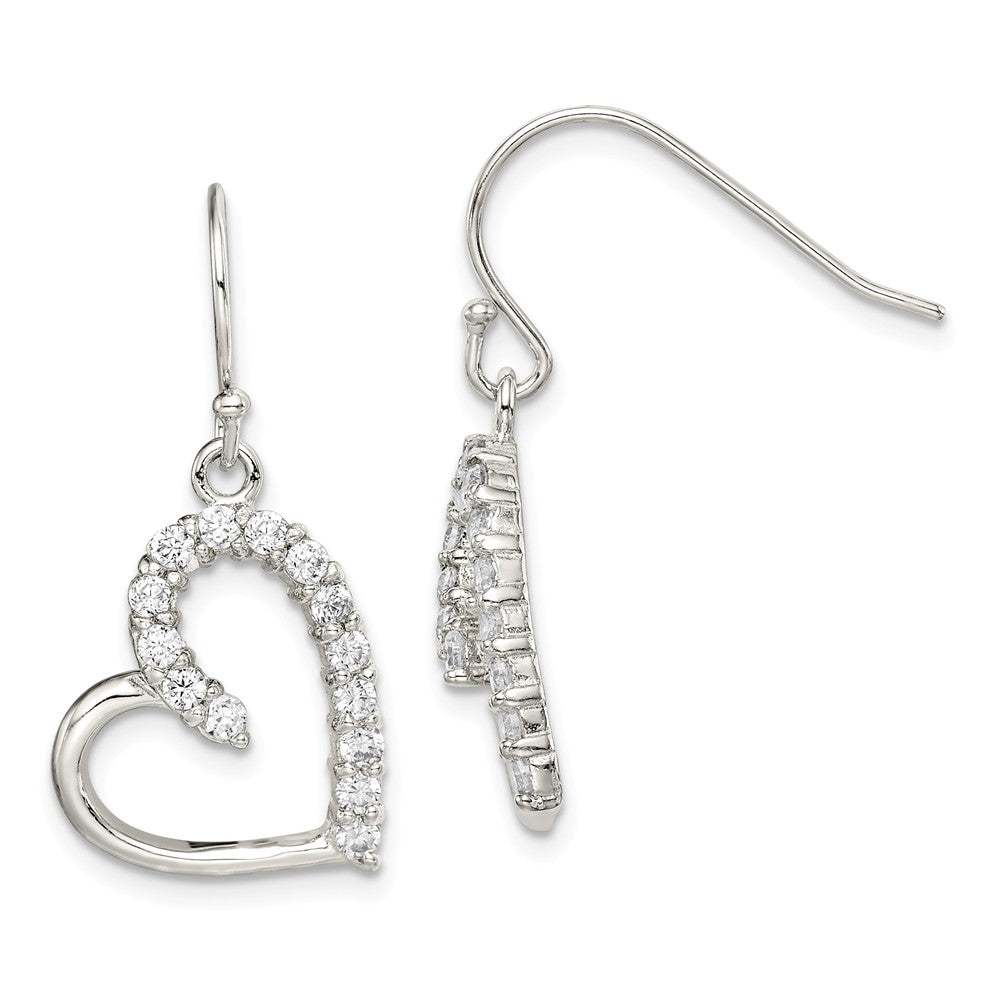 Stella Silver 925 Sterling Silver Cubic Zirconia ( CZ ) Heart Earrings, 30mm x 15mm