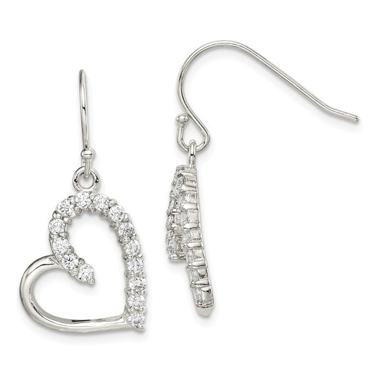 Stella Silver 925 Sterling Silver Cubic Zirconia ( CZ ) Heart Earrings, 30mm x 15mm