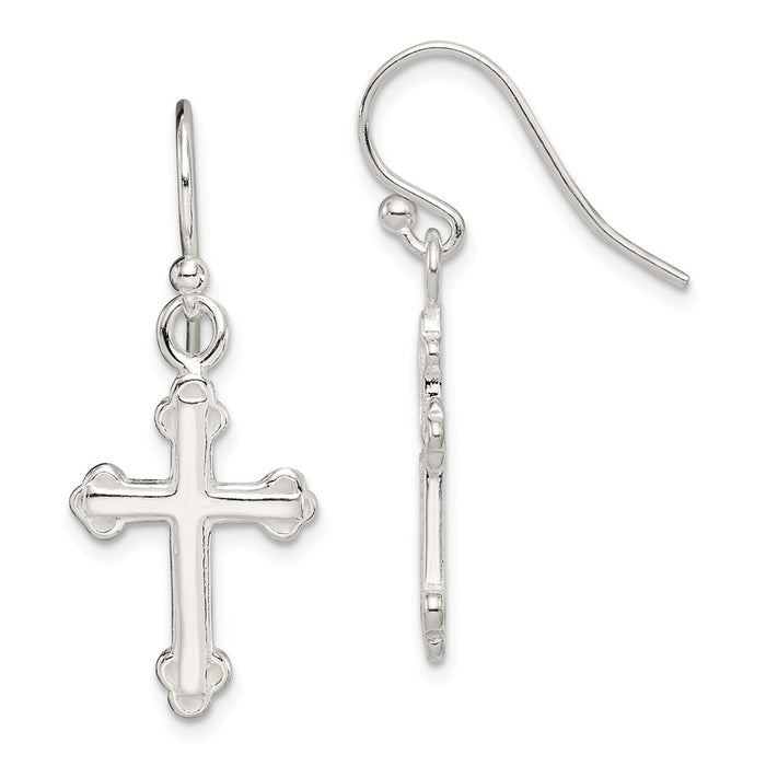 Stella Silver 925 Sterling Silver Cross Earrings, 37mm x 14mm