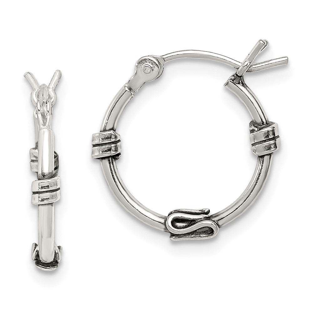 Stella Silver 925 Sterling Silver Fancy Hoop Earrings, 15mm x 2mm