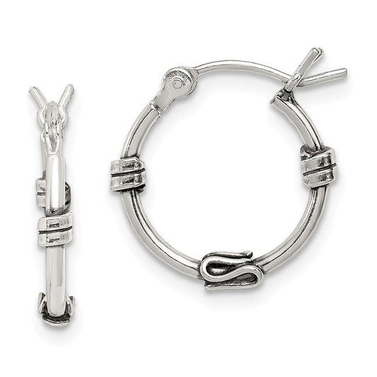 Stella Silver 925 Sterling Silver Fancy Hoop Earrings, 15mm x 2mm