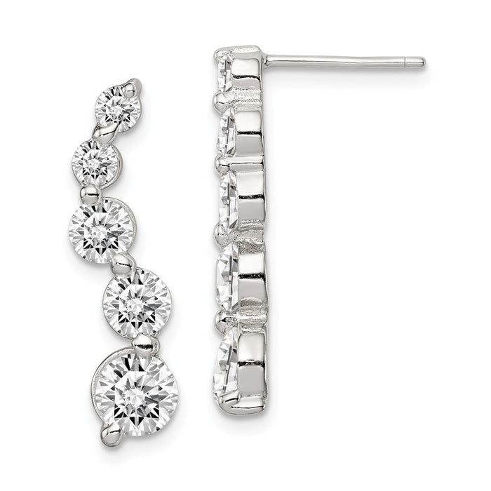Stella Silver 925 Sterling Silver Cubic Zirconia ( CZ ) Journey Earrings, 26mm x 7mm