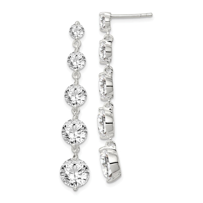 Stella Silver 925 Sterling Silver Rhodium-plated Cubic Zirconia ( CZ ) Journey Earrings, 41mm x 8mm