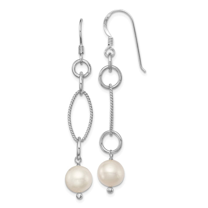 Stella Silver 925 Sterling Silver Rhodium-Plated Freshwater Cultured Pearl Earrings, 41mm x 10mm