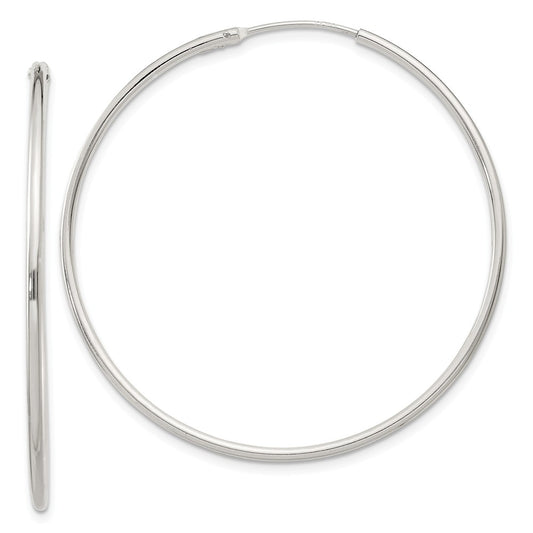 Stella Silver 925 Sterling Silver 1.3mm Hoop Earrings, 40mm x 40mm